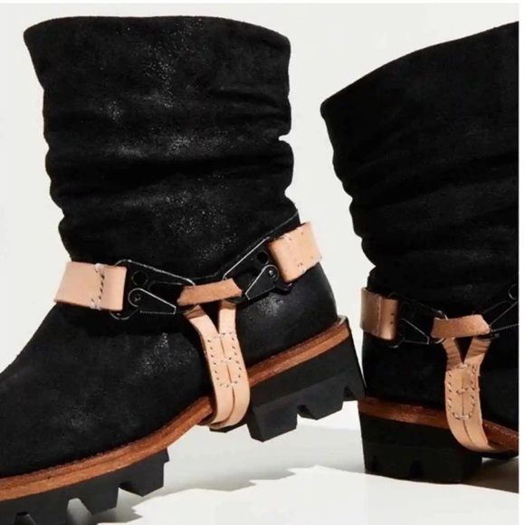 NWOT Free People x We The Free Reya Harness Ankle Boots, Color Black, Size 37.5 - Picture 6 of 6